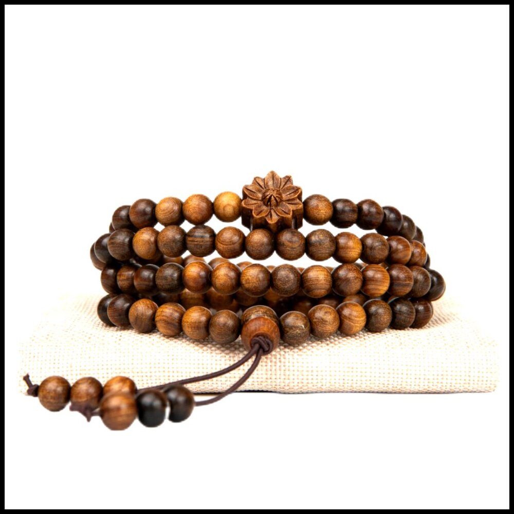 Natural Wood Mala Beads Bracelet Meditation Prayer Beads Spiritual Accessory